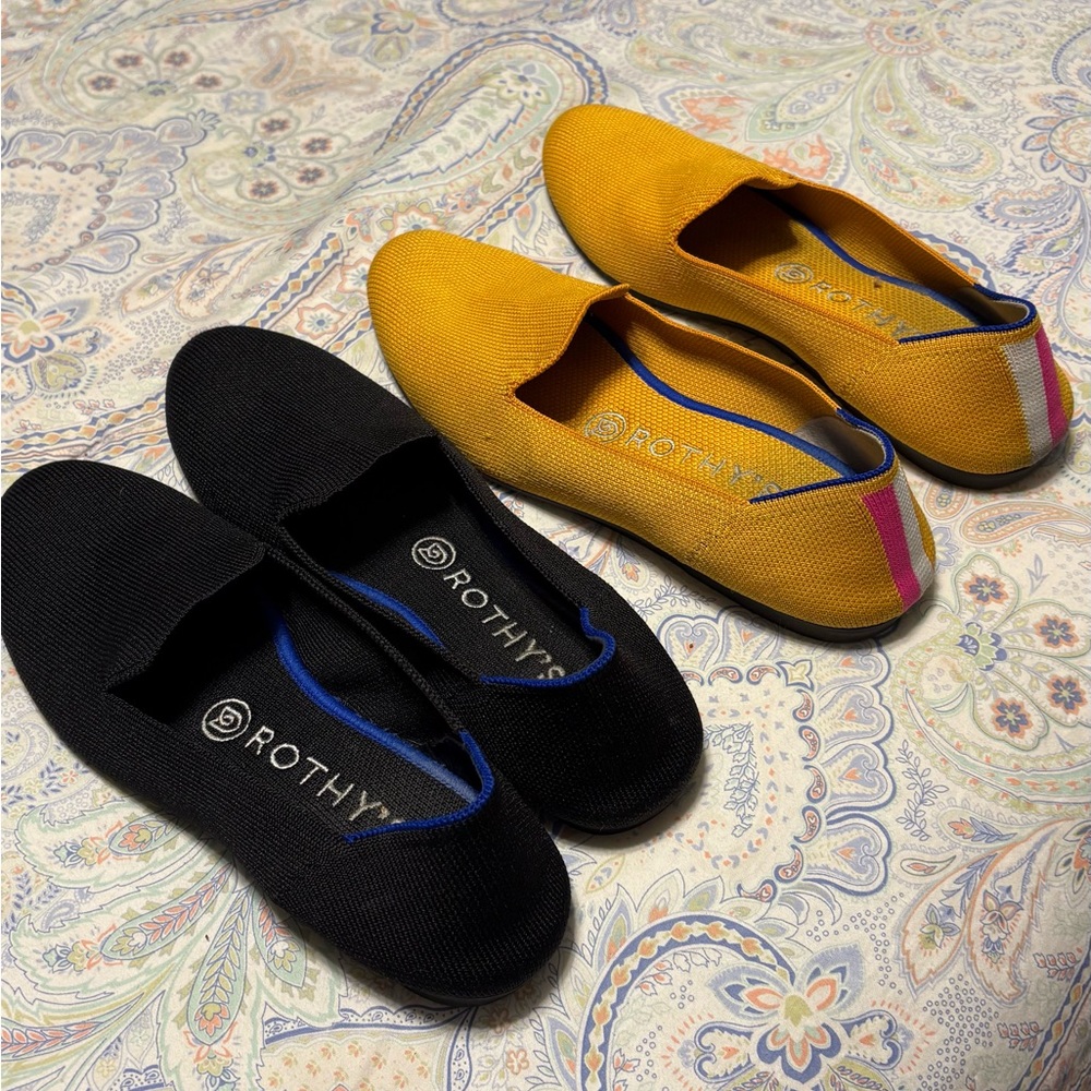 Rothy's Black and Yellow Slip-On Shoes
